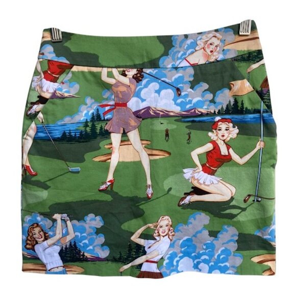 LOUDMOUTH LADIES | Birds Of Paradise Retro Pinup Girls Print Golf Skirt Skort 0 - Picture 1 of 12